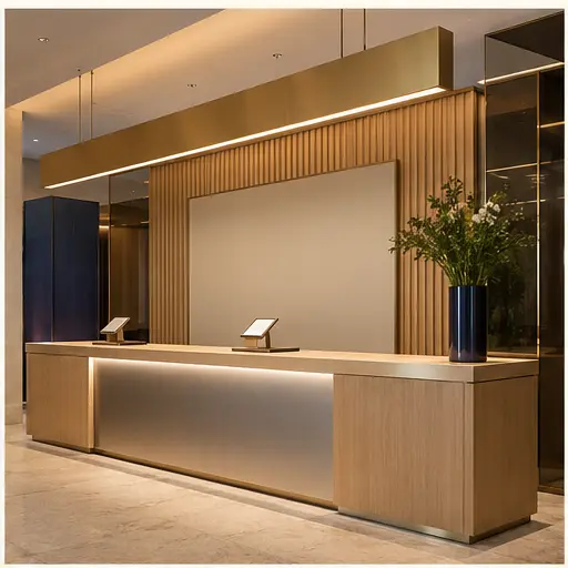 Illustrative corporate event registration area